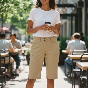 Lole Tan Bermudas Lightweight Performance Shorts/capri flaw